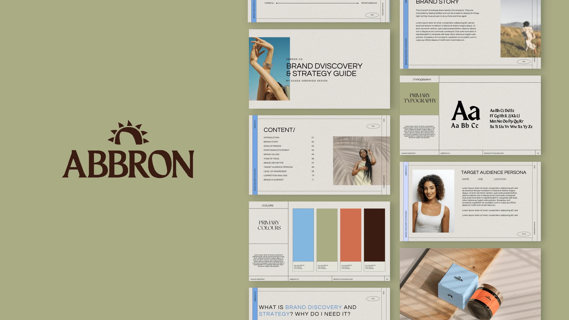 ABBRON self tanner brand. Brand strategy and guidelines overview