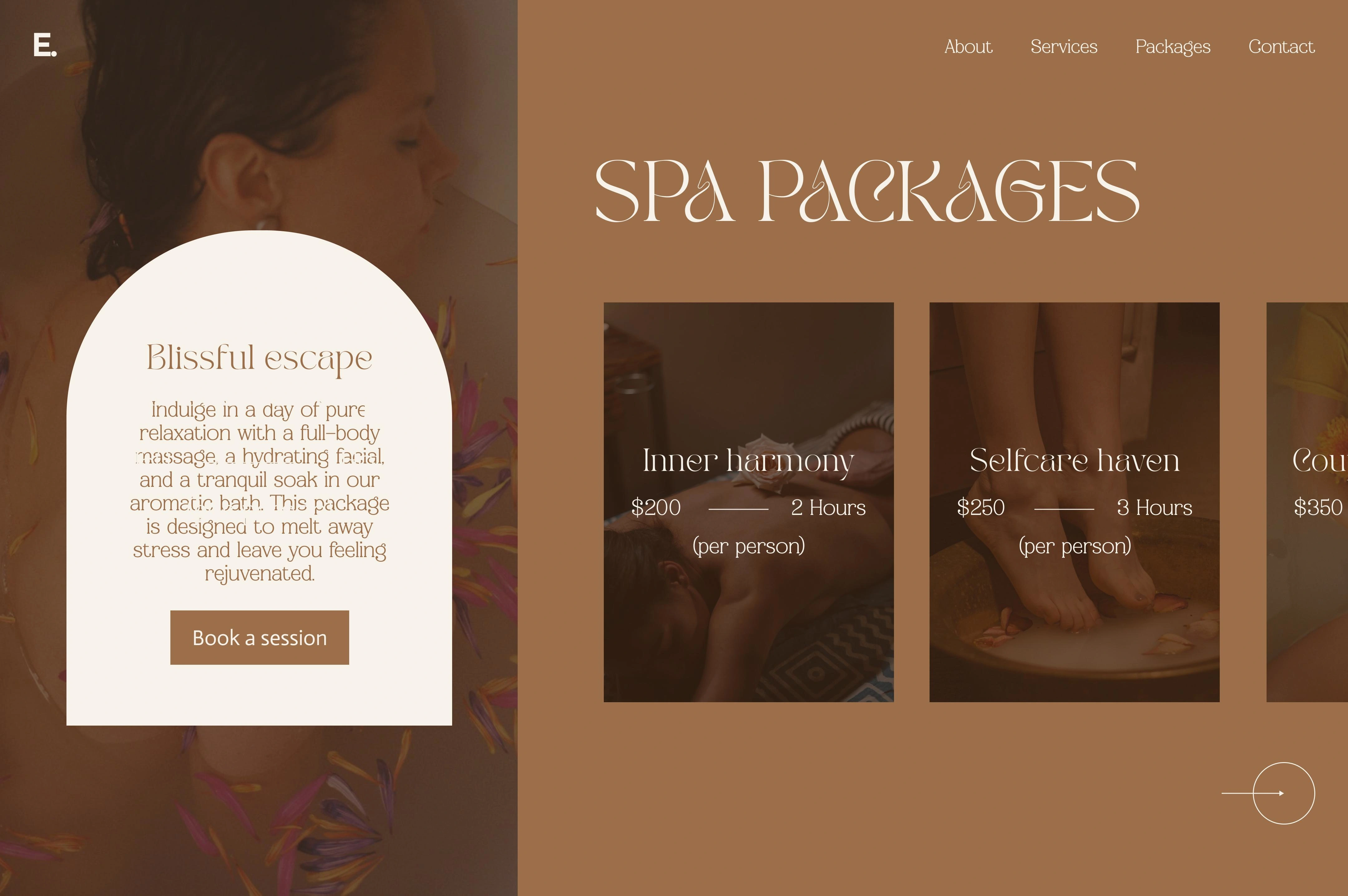 Spa Packages - Hover Effect