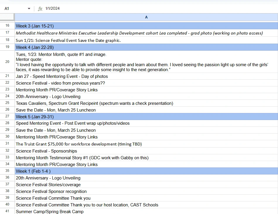 Editorial Calendar Expert (Created per Client Directions)