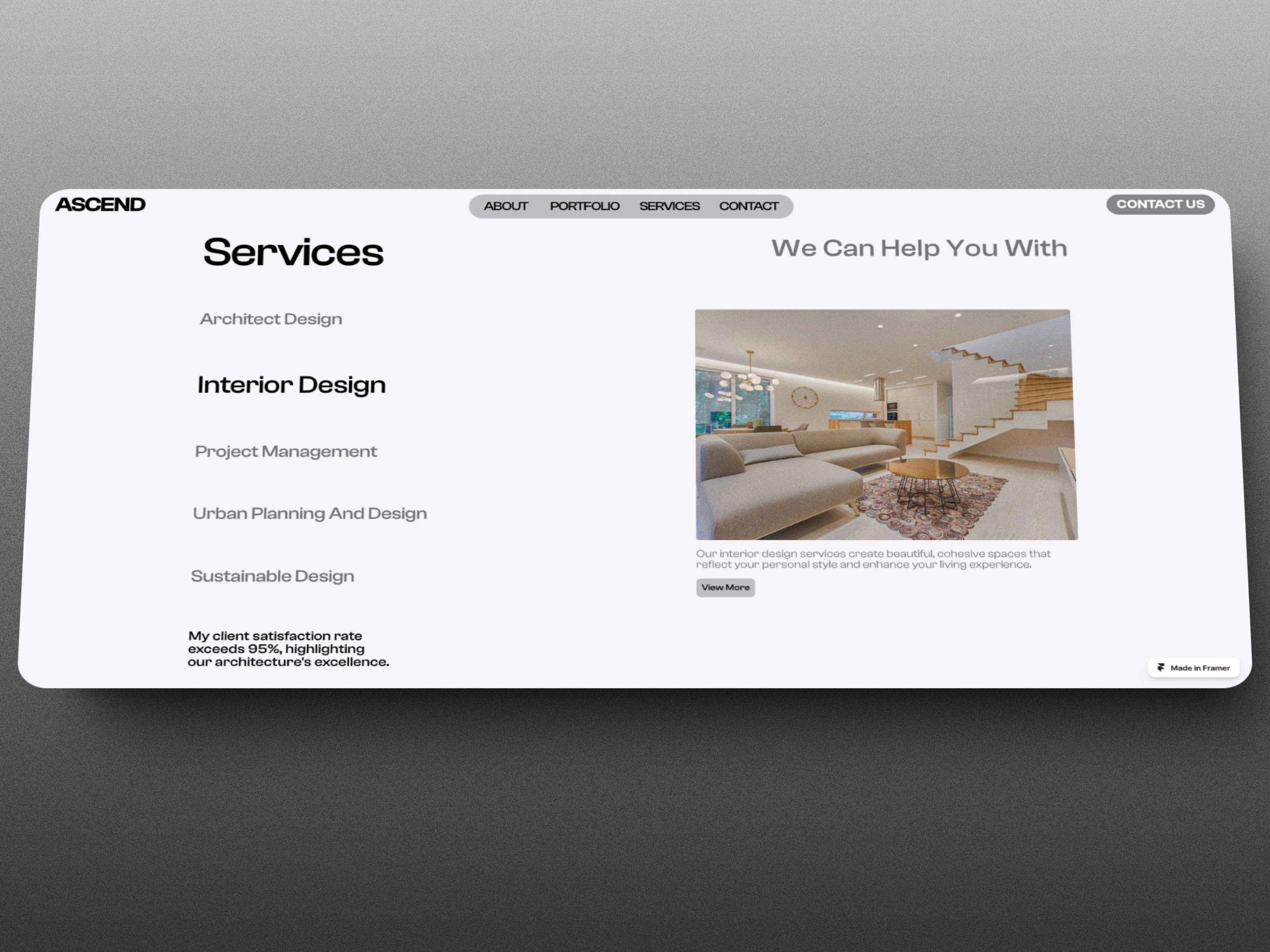 Subtle Minimalist scroll effect for service section, making the website look very sophisticated and high end.