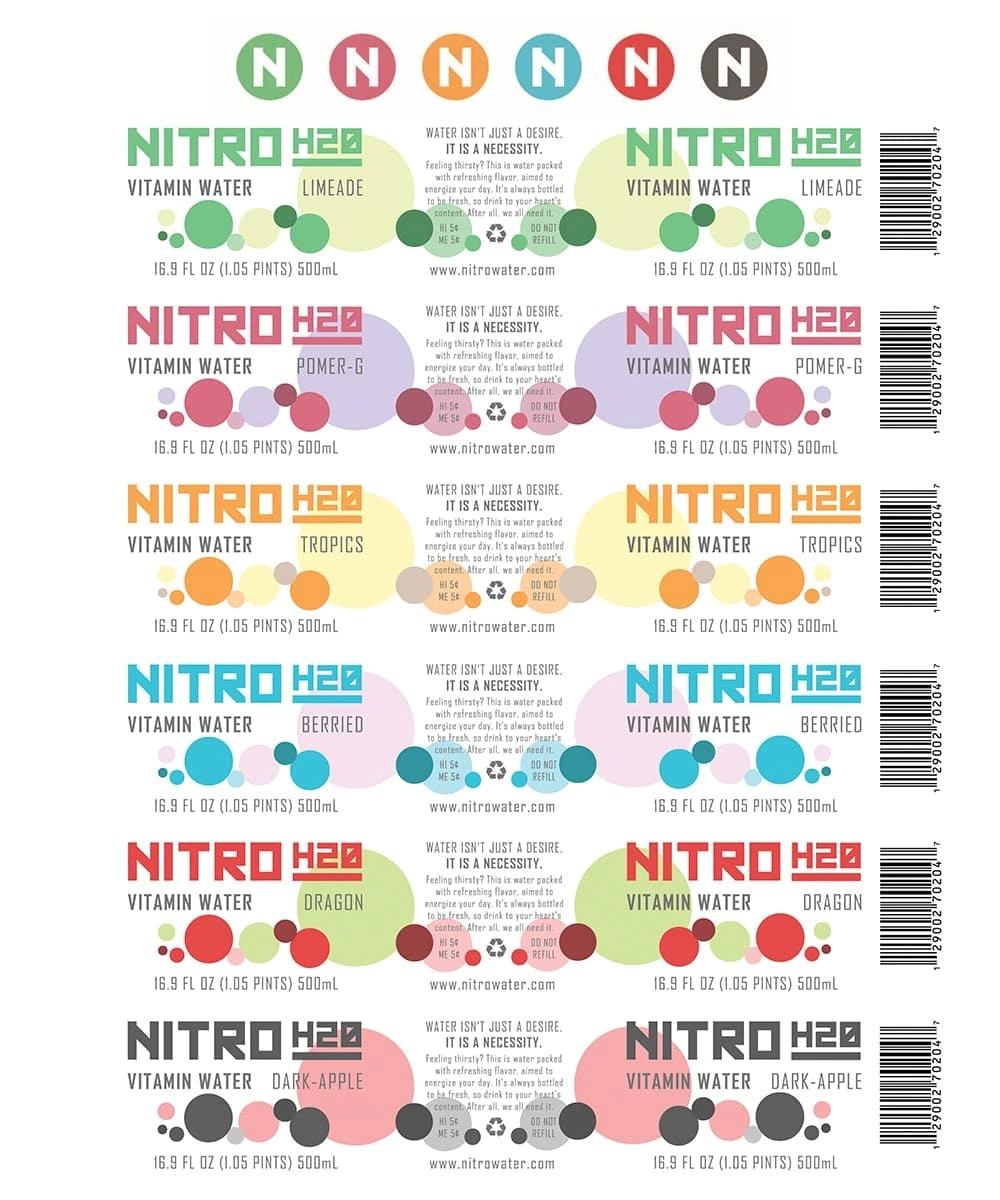 Nitro H20 bottle packaging