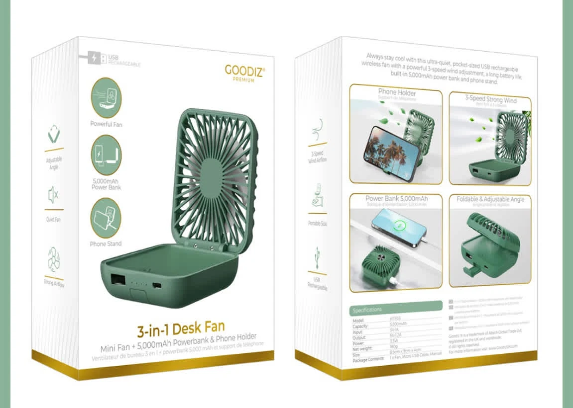 Package Design For 3-in-1 Desk Fan