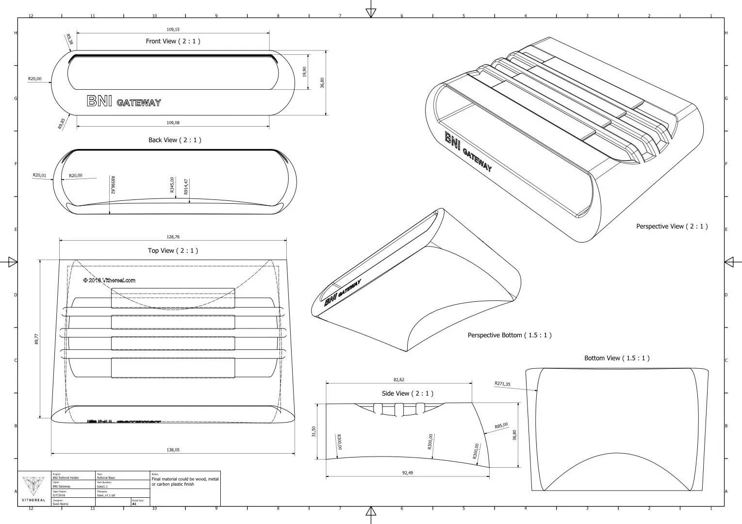 CAD drawings  of the referral slip holder