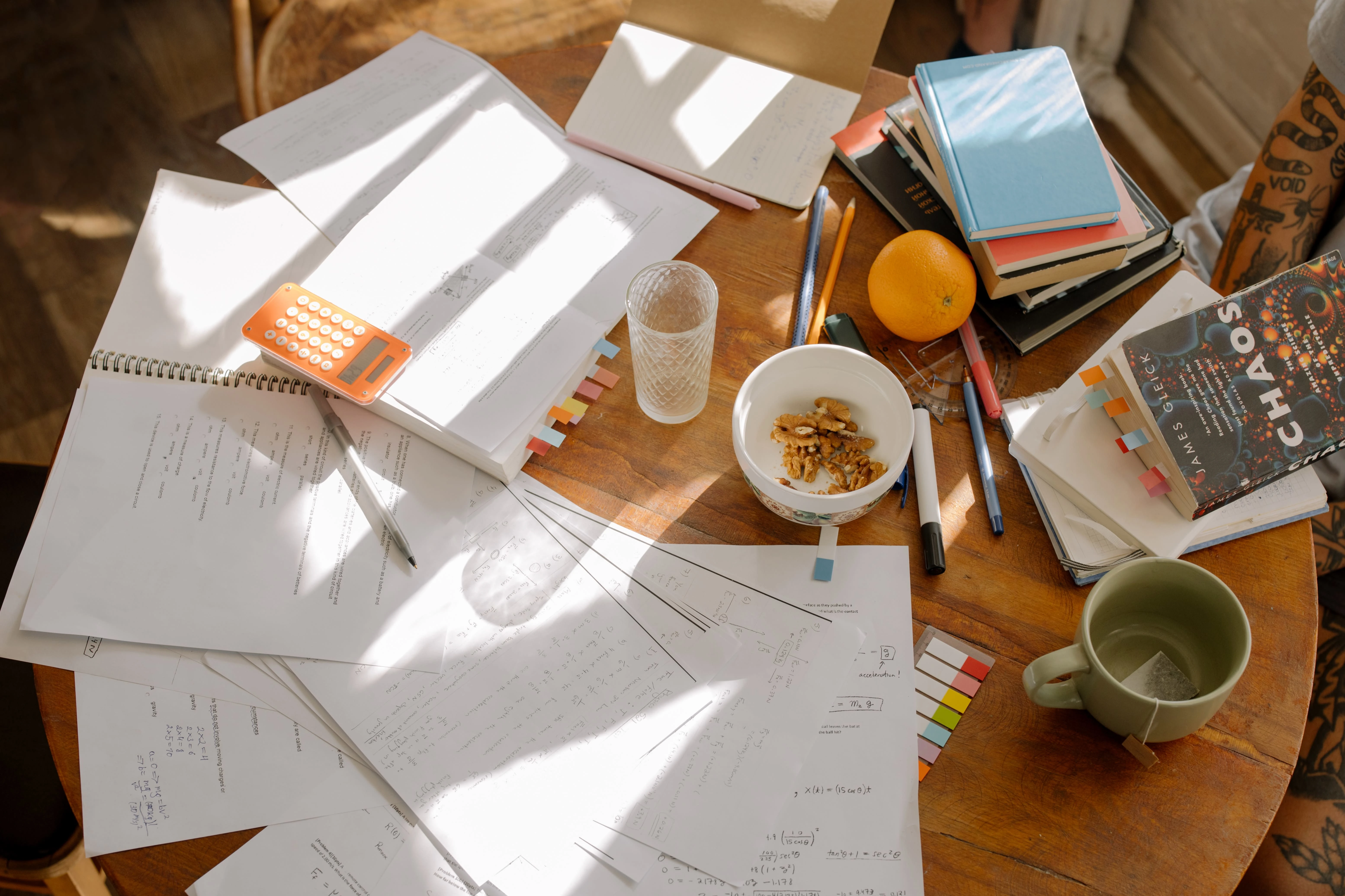 This is what a typical student's table looks like.