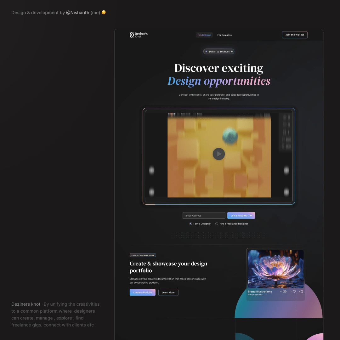 Home page for designers