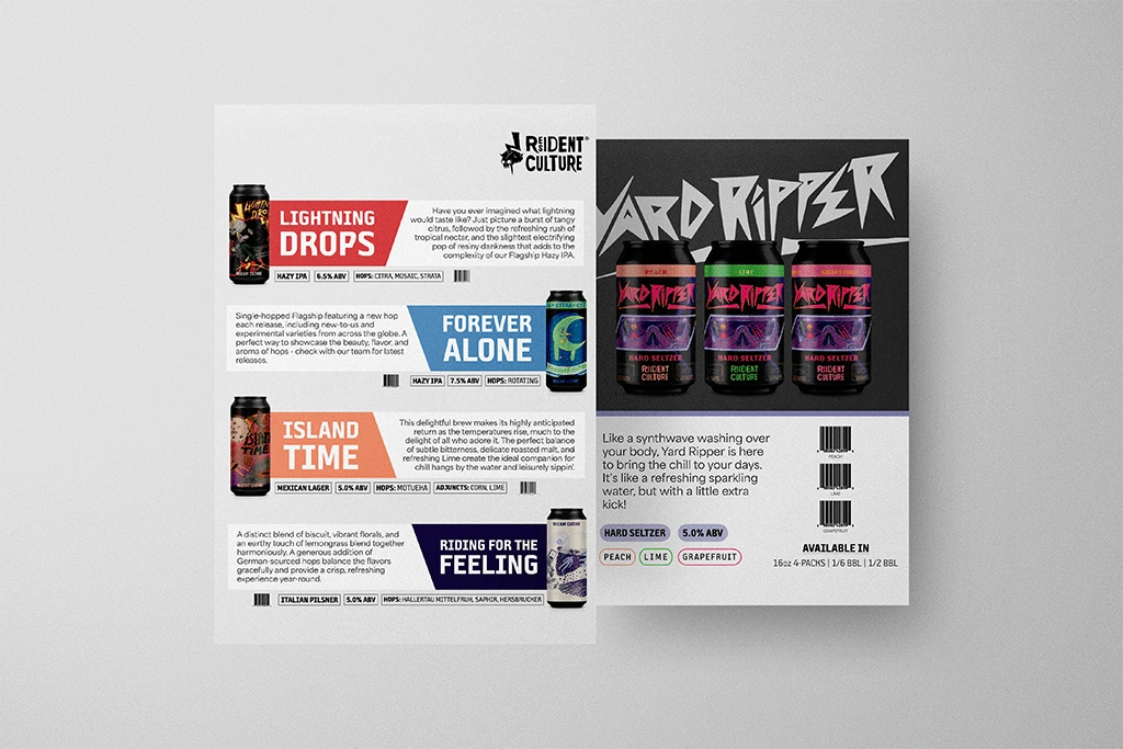 By using layout design, I effectively designed sales sheets to showcase brands that are often sold together, or that represent the company together.