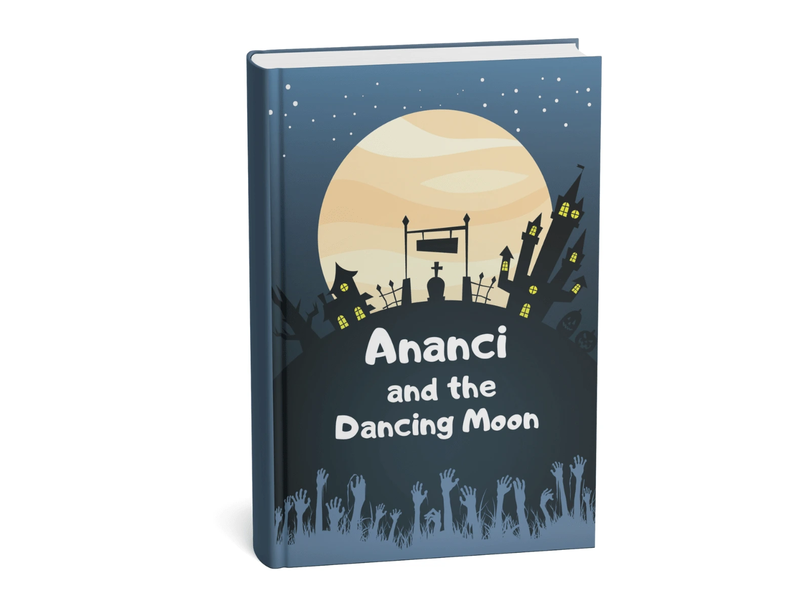 This eerie book cover design captures the chilling and mysterious essence of Ananci's haunting adventure under the moonlit sky. Featuring dark, shadowy illustrations and a foreboding color palette, the cover evokes a sense of dread and suspense. Perfect for horror enthusiasts and thrill-seekers, this cover invites readers to delve into a spine-tingling tale filled with terror and intrigue."