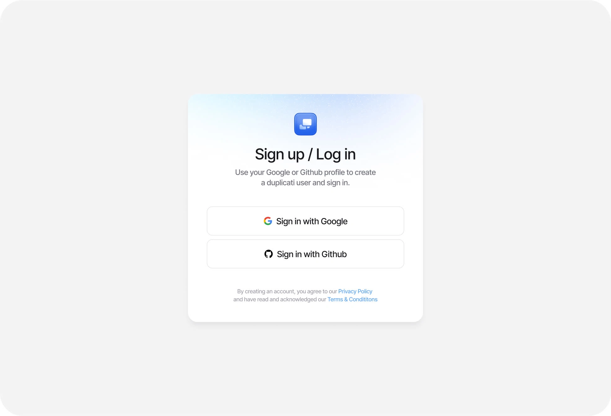 Sign up / Log in Modal