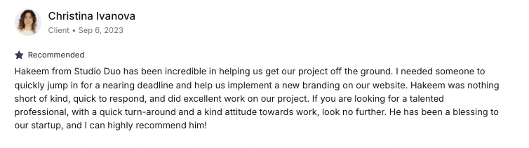 Feedback from Client
