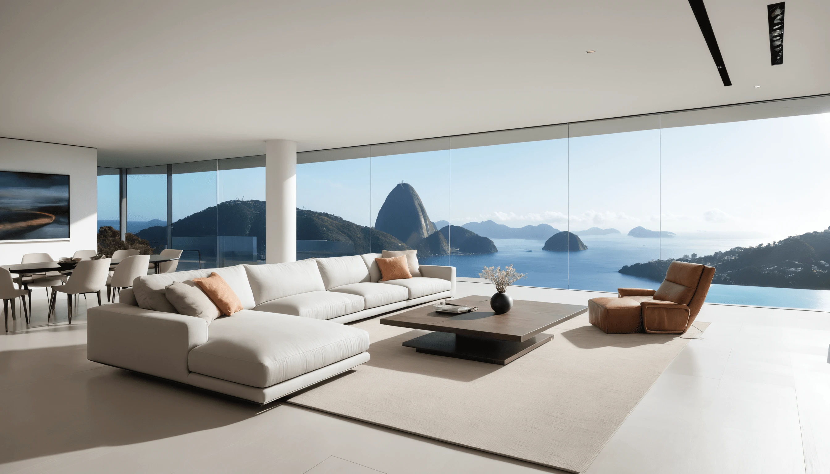 Natural light floods the open-plan living spaces, blurring the lines between inside and outside, and connecting inhabitants with the stunning natural beauty of Rio.