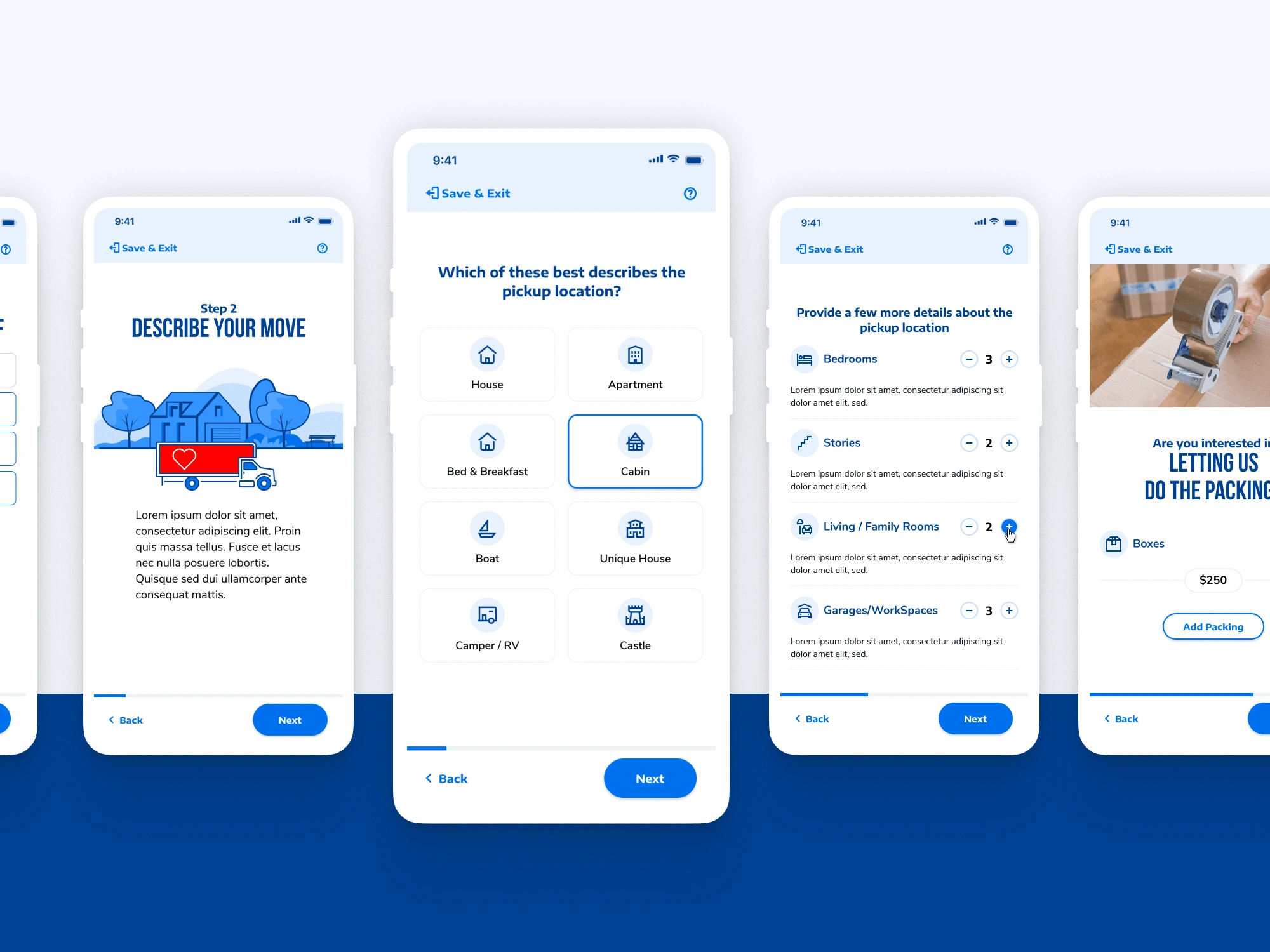 To help mobile users even more, we created a quick app-style walkthrough to quickly filter the move details based by type of house, bedrooms, etc. to quickly get a quote and give the Two Small Men Moving Sales team a leg up. 