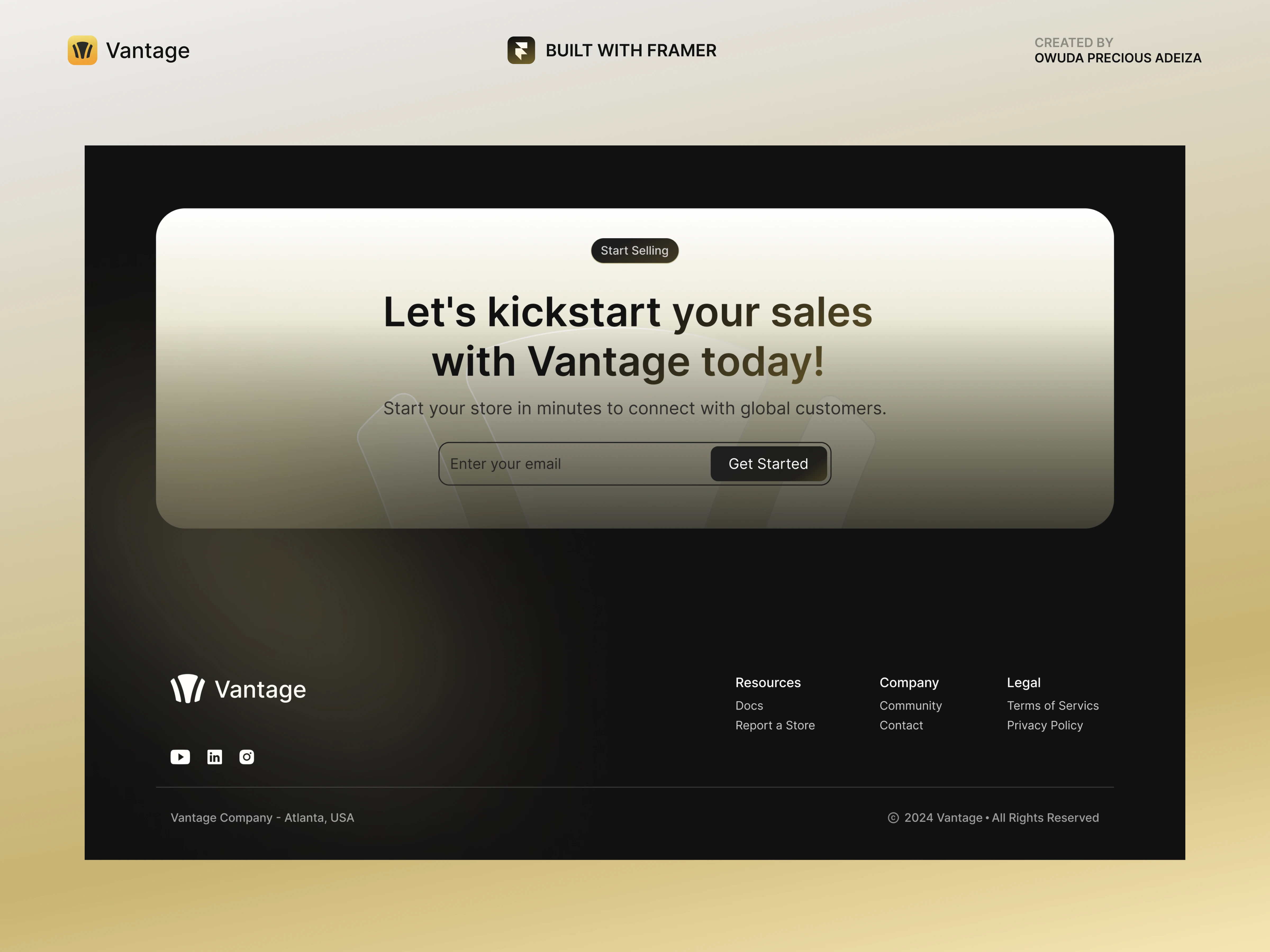 Vantage Saas Landing Page (Footer)