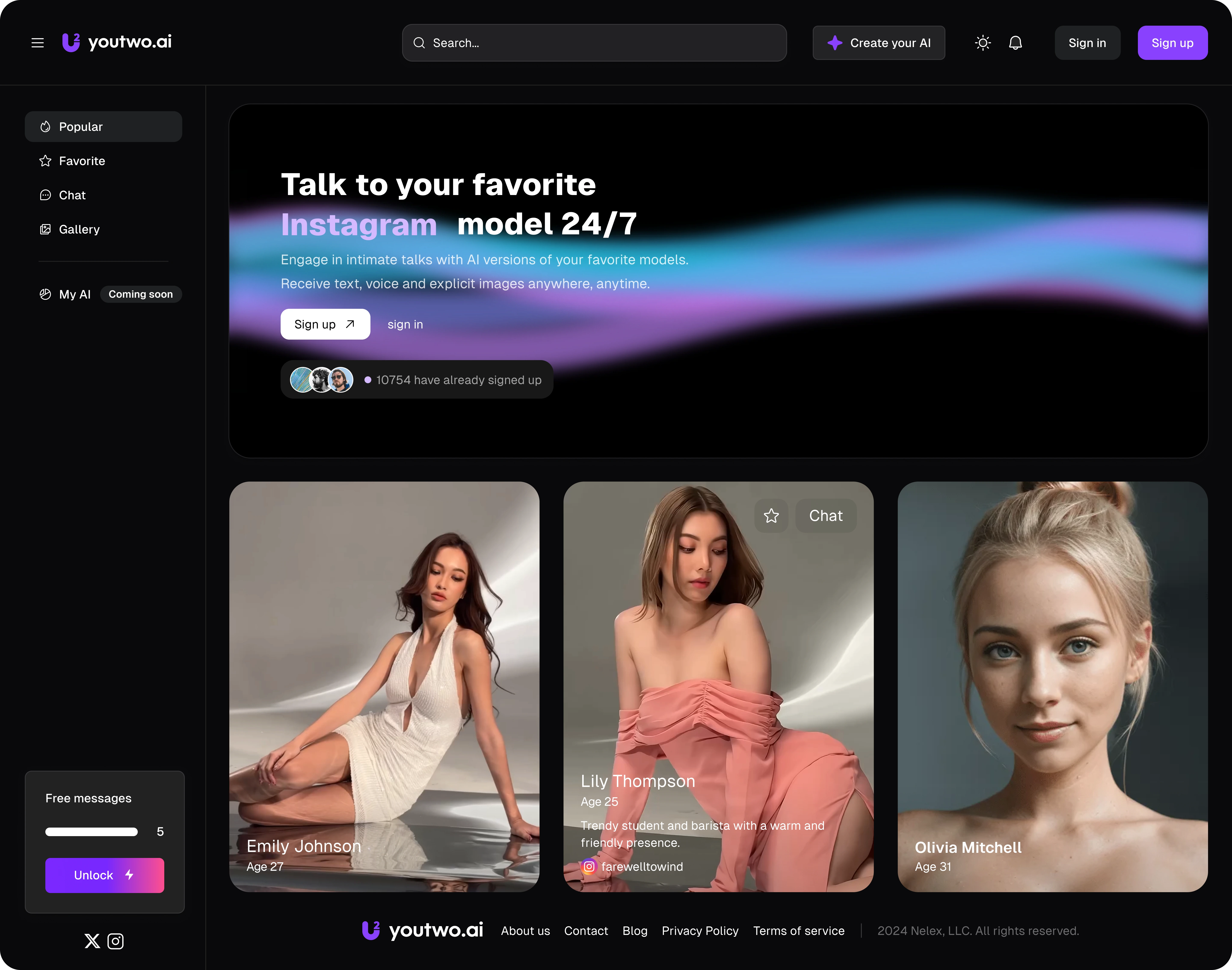 Home Page of youtwo.ai (Dark Mode)