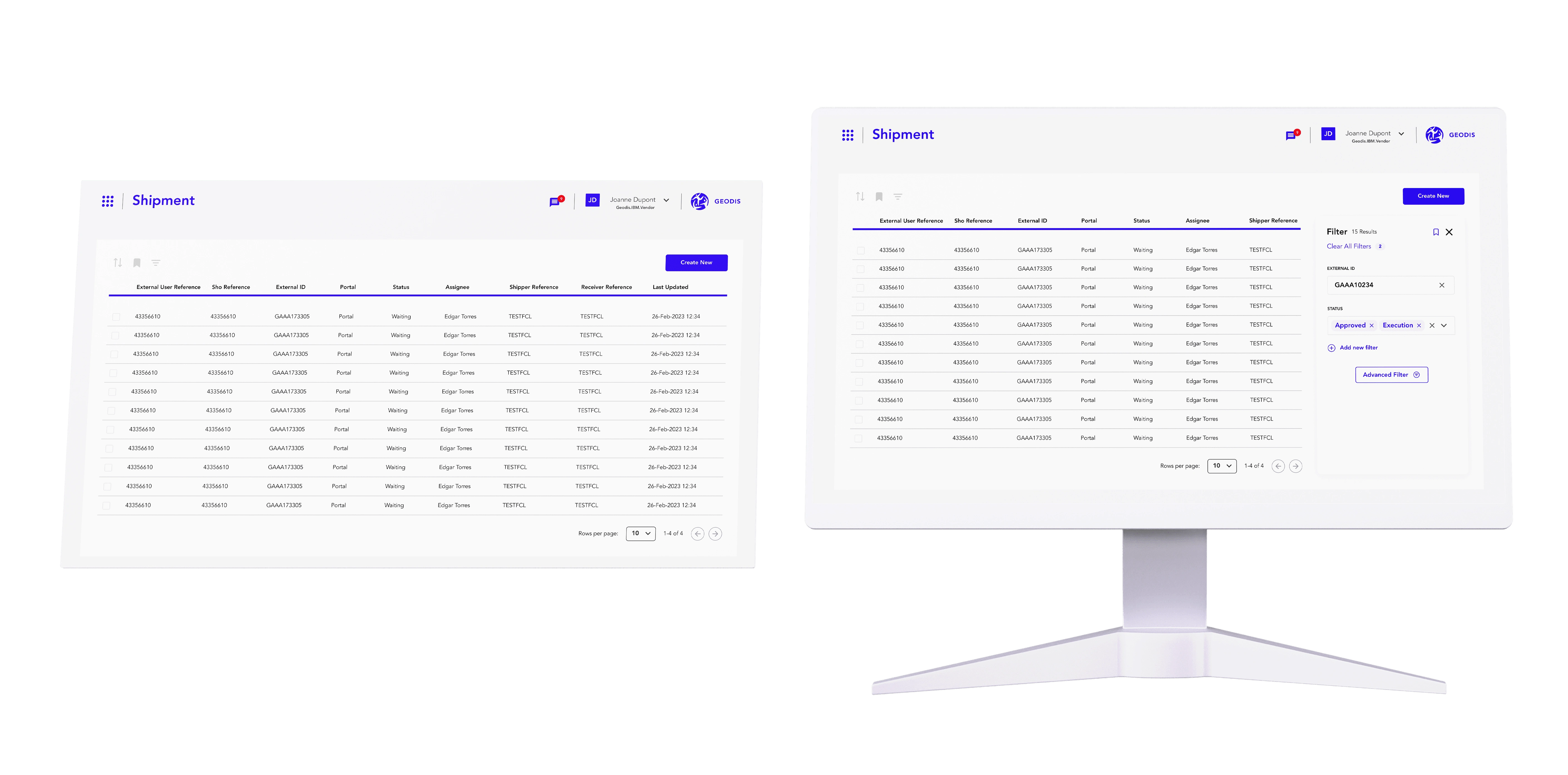 Eorder shipments sections