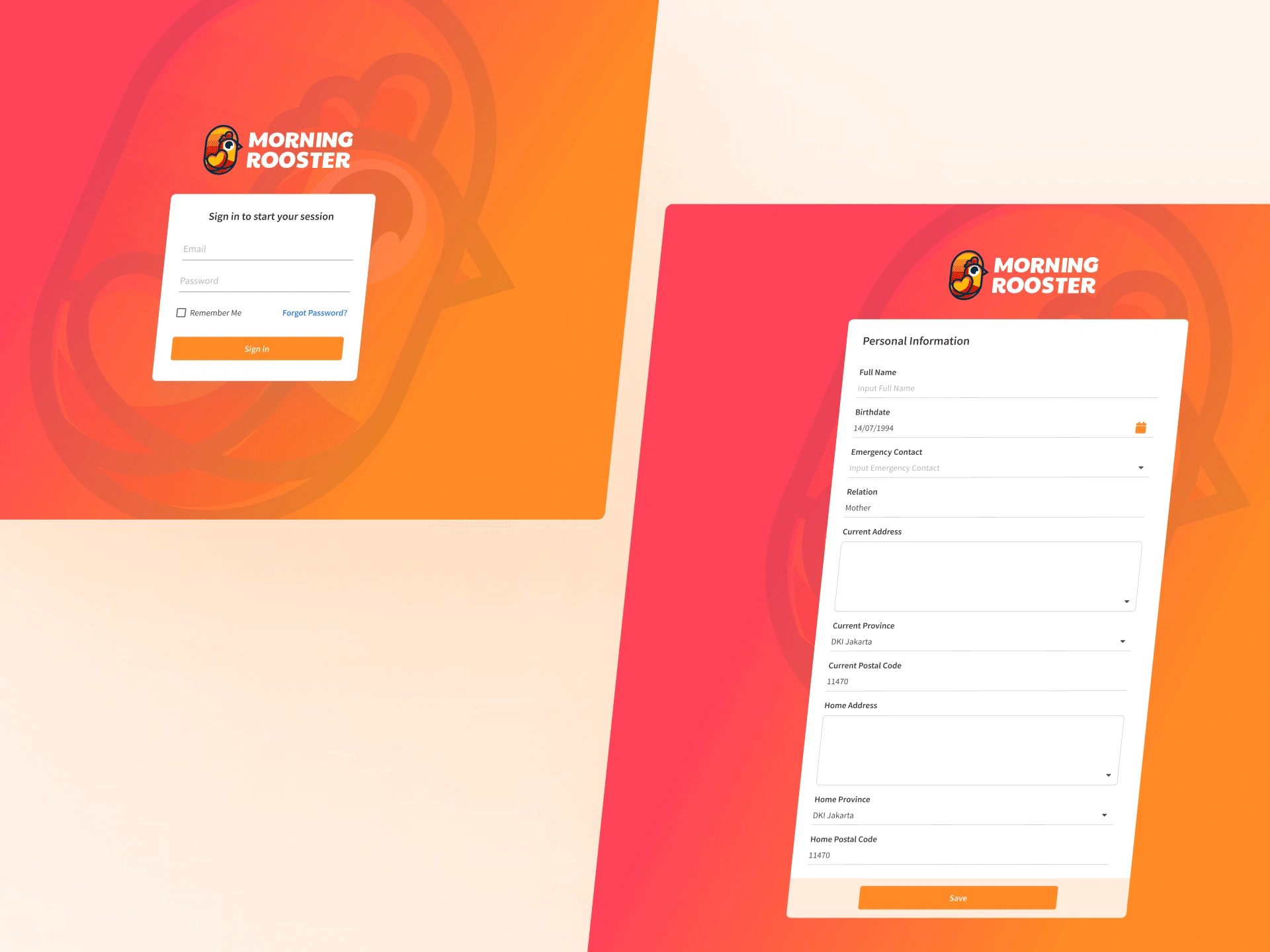 Morning Rooster Login Page