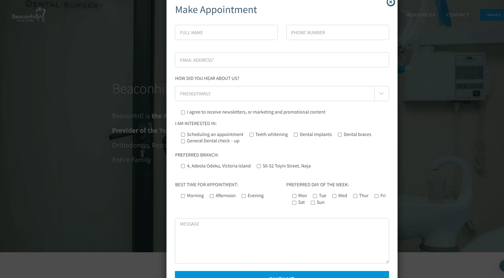 Book Appointment form