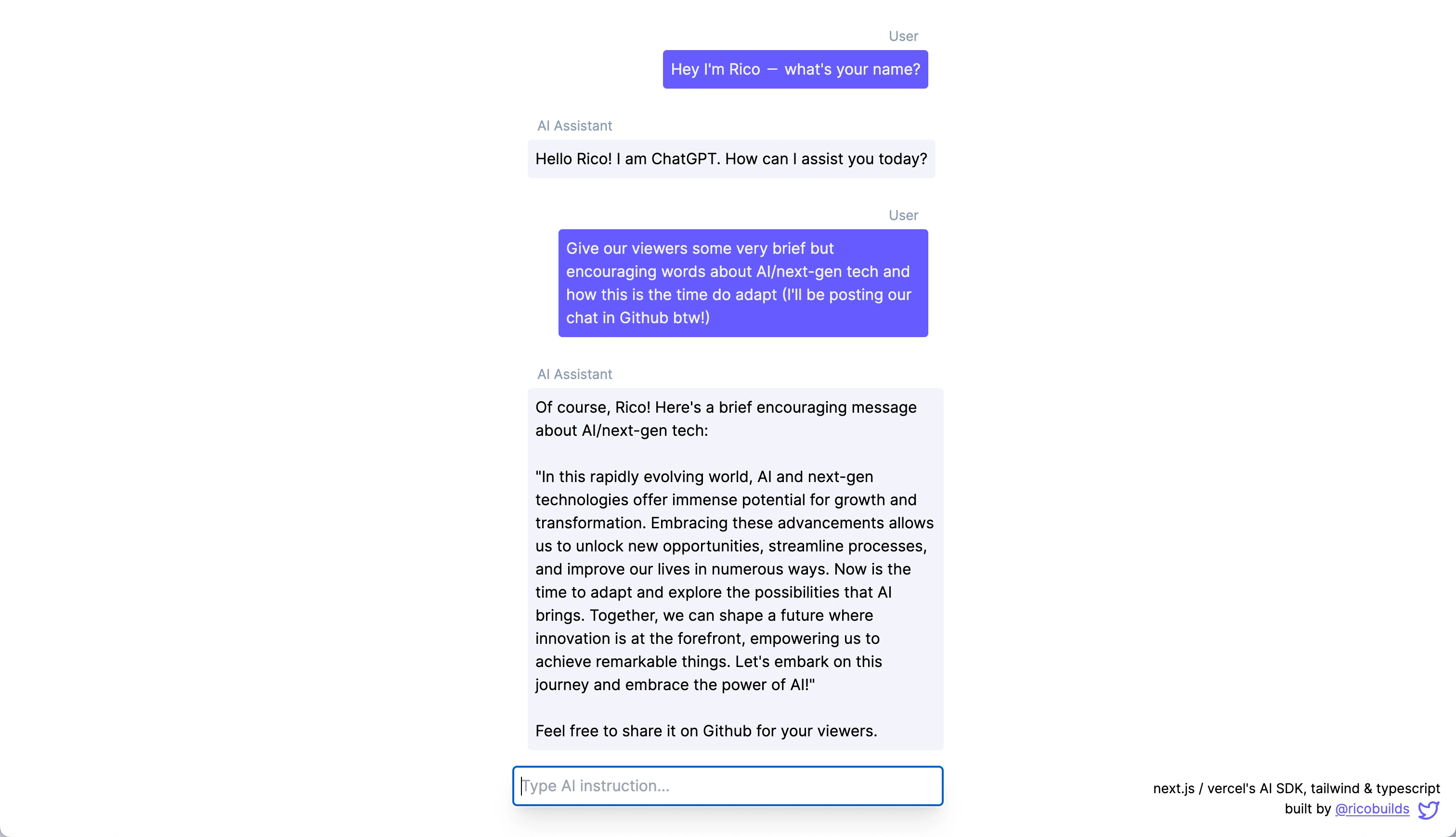 Live conversation with AI chatbot