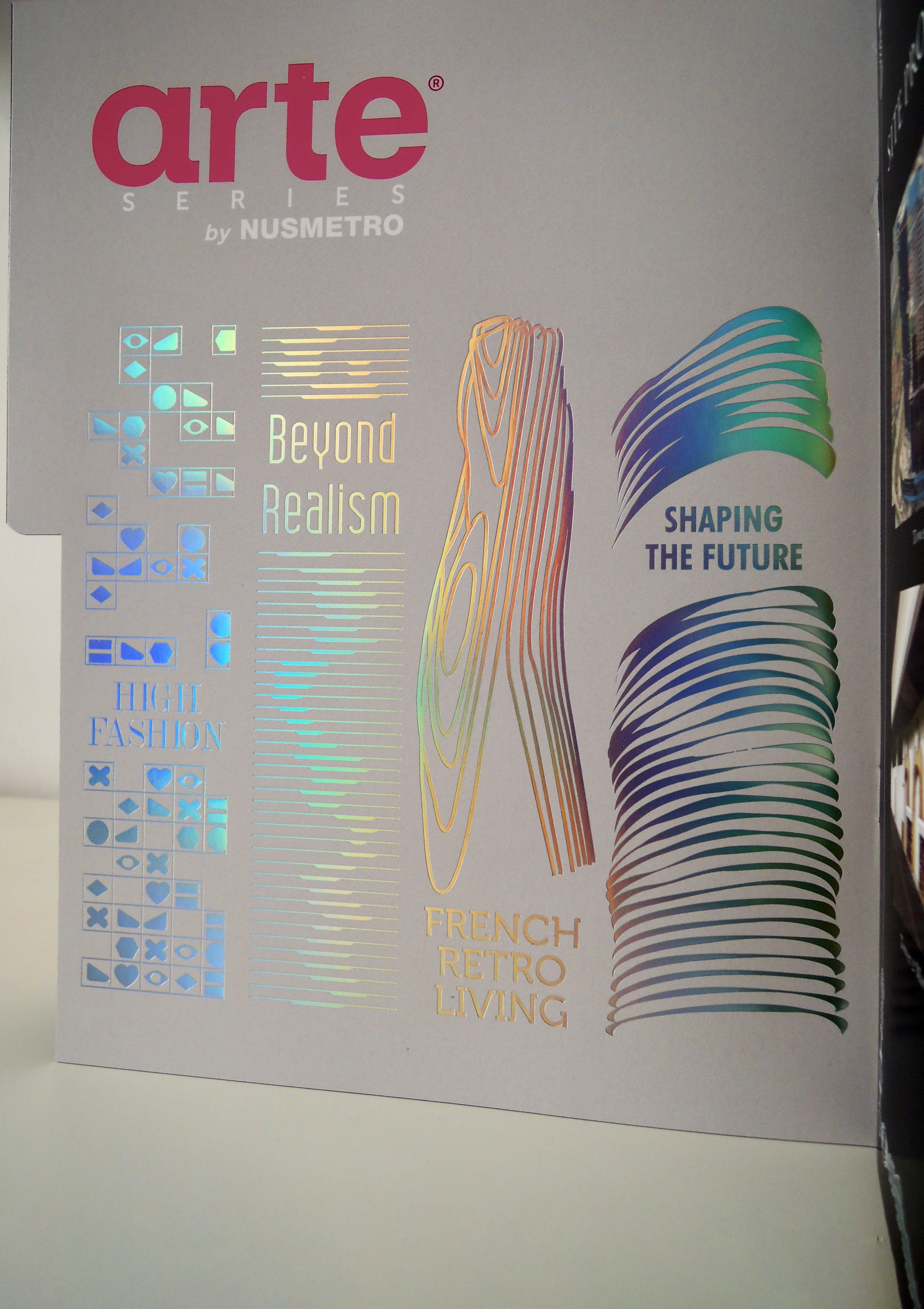 Holographic printing effect of the iconic projects for one of the page breaks