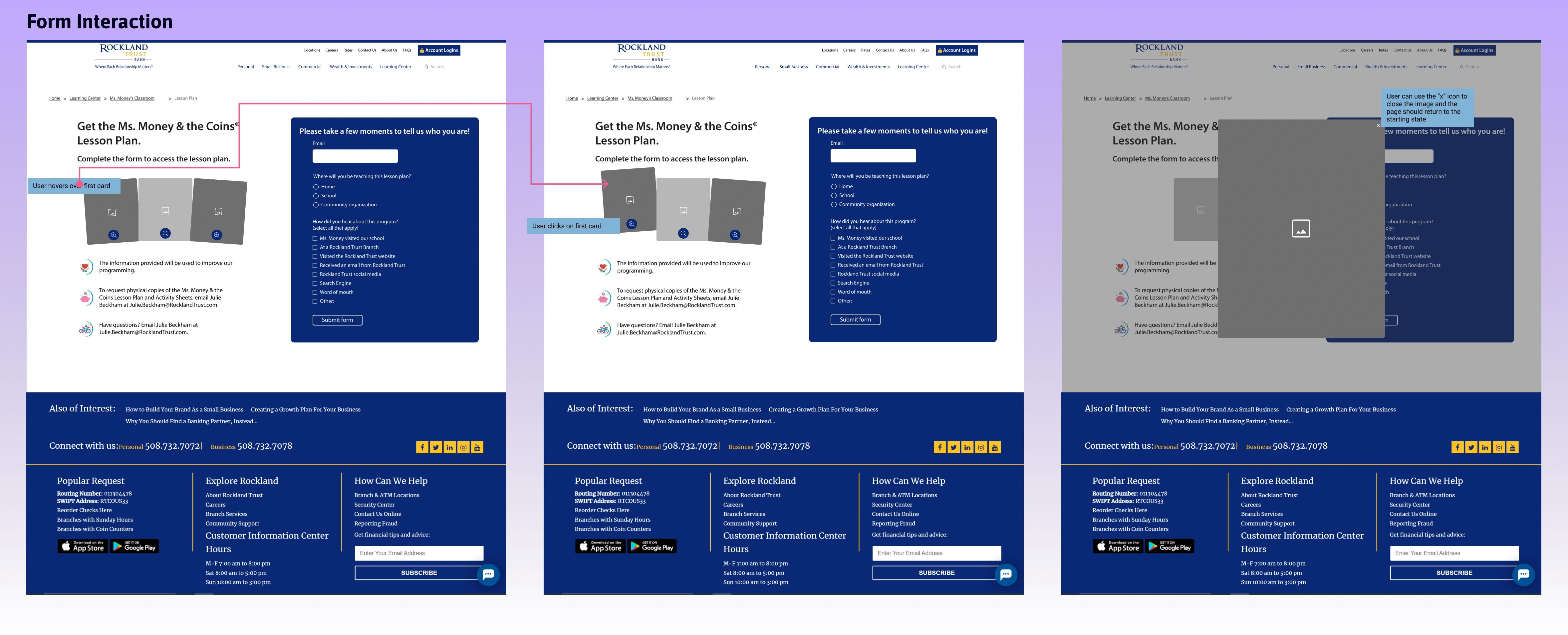 Form user flow showing image interaction