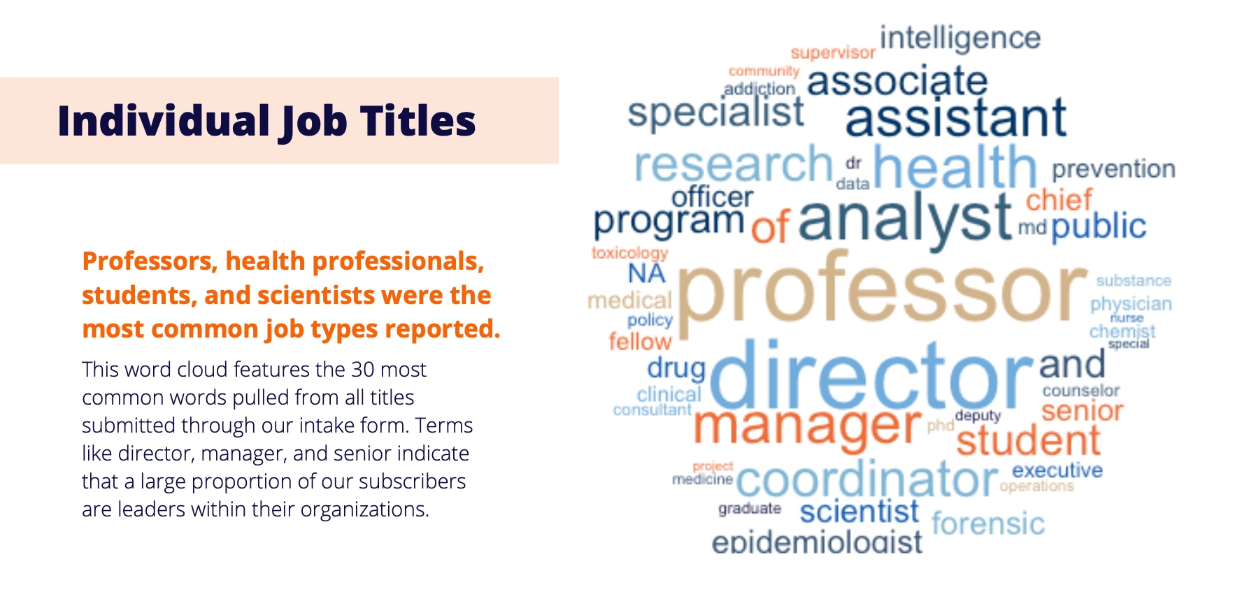 Word cloud of subscriber job titles.