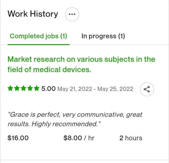 An Upwork client's recommendation.