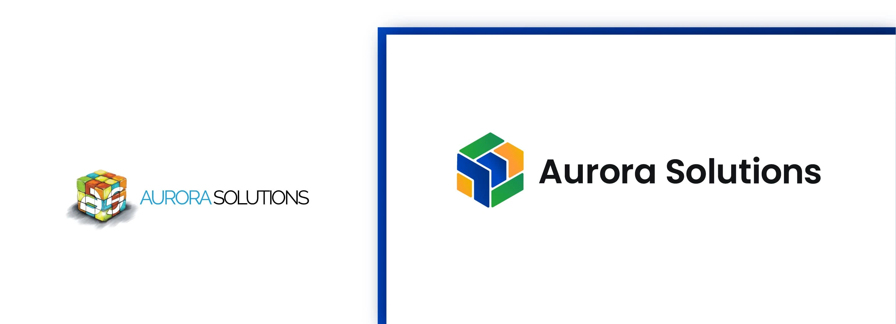 Left: Old Aurora Solutions logo; Right: New Aurora Solutions logo