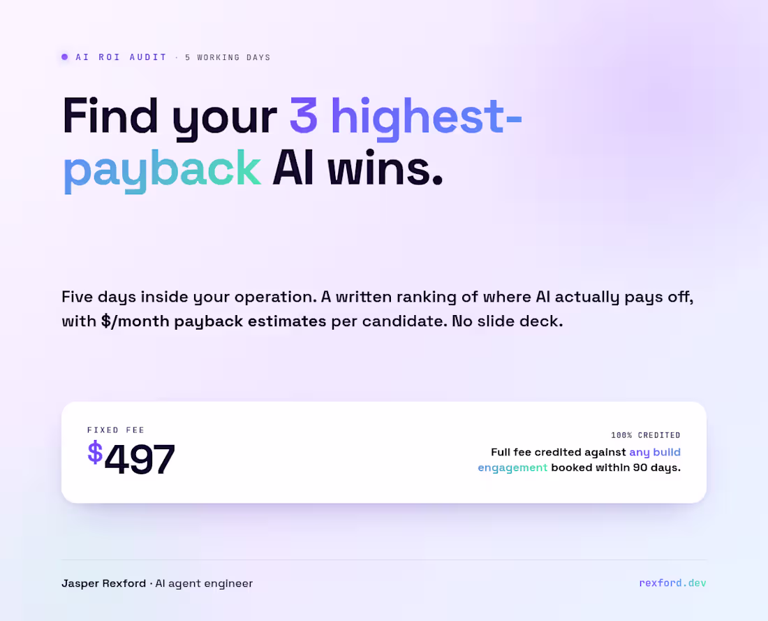 Cover image for AI ROI Audit: Find Your 3 Highest-Payback Automations in 5 Days