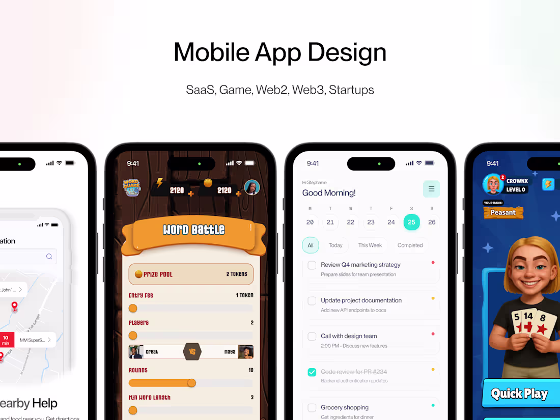 Cover image for Mobile App UI/UX Design for iOS, Android & Game UI