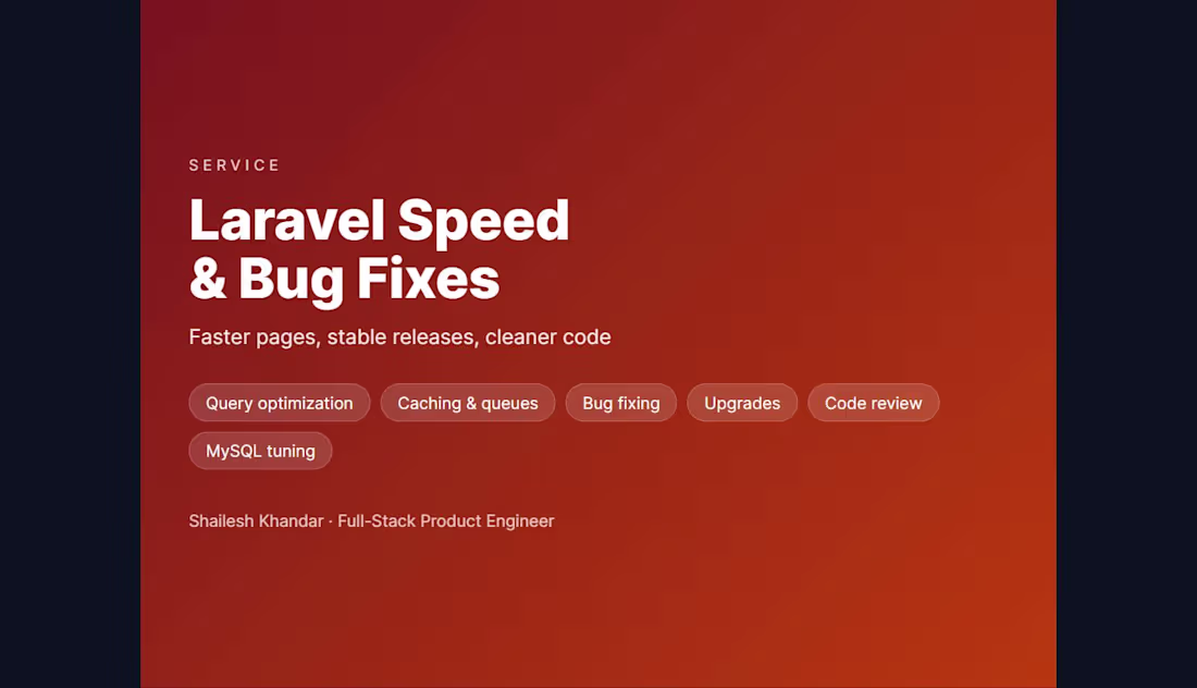 Cover image for Laravel Performance Optimization & Bug Fixing