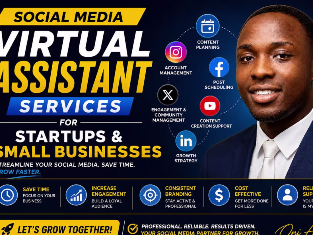 Cover image for You will get Social Media Virtual Assistant Services for Startup