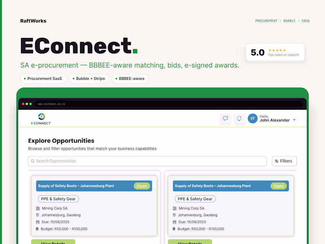 Cover image for E-Connect - AI-Powered Procurement Platform Development