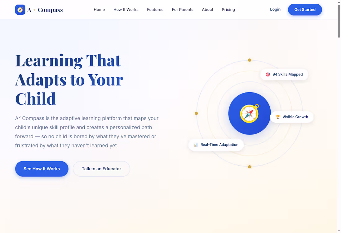 Cover image for A² Compass — Adaptive Learning Platform for K-12 Students
