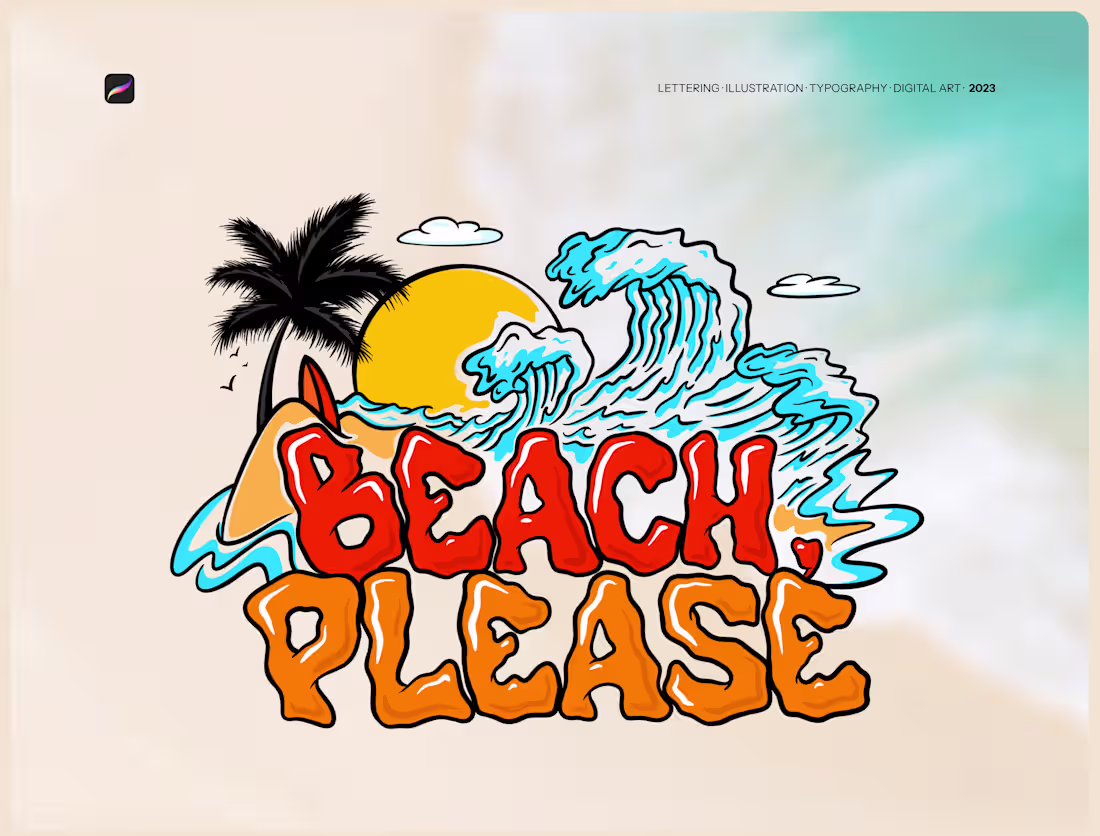 Cover image for Beach, Please Hand-Drawn Lettering & Illustration