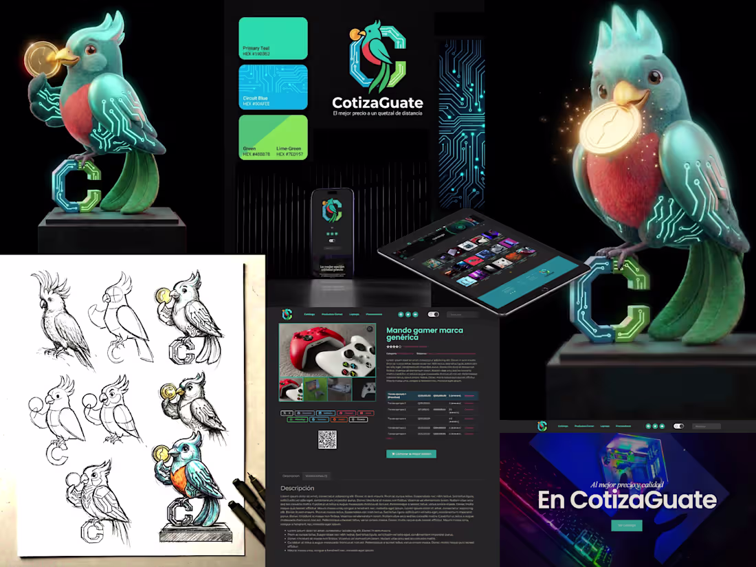 Cover image for CotizaGuate Branding, 3D Mascot and Website Development