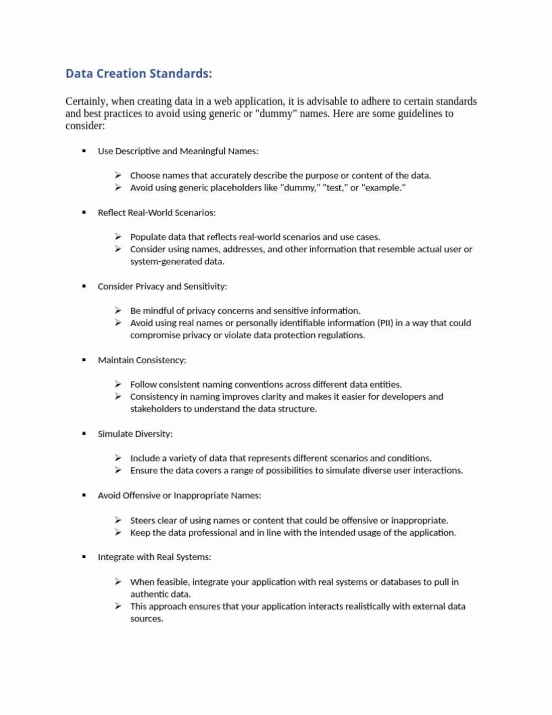 Cover image for Defined testing data guidelines that