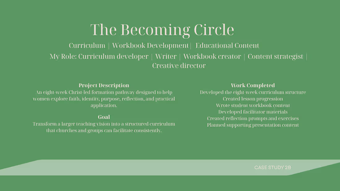 Cover image for Developed the eight-week curriculum structure.