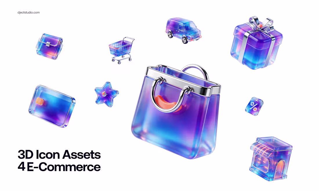 Cover image for E-commerce 3D icons: from pencil sketch to glass