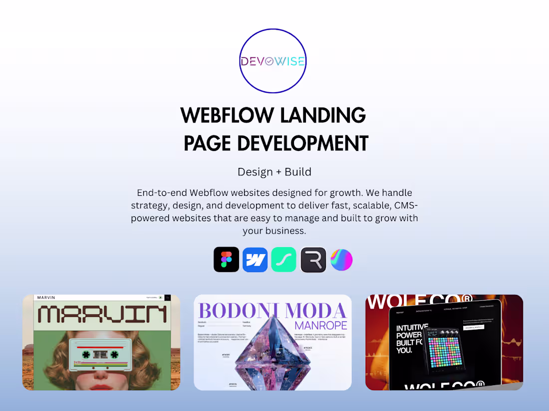 Cover image for Webflow Landing Page — Design + Build