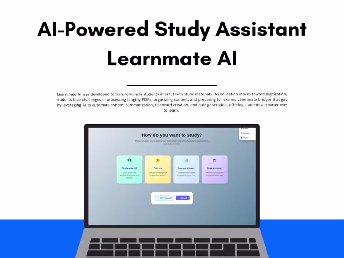 Cover image for Learnmate AI – Smarter Study with Automation