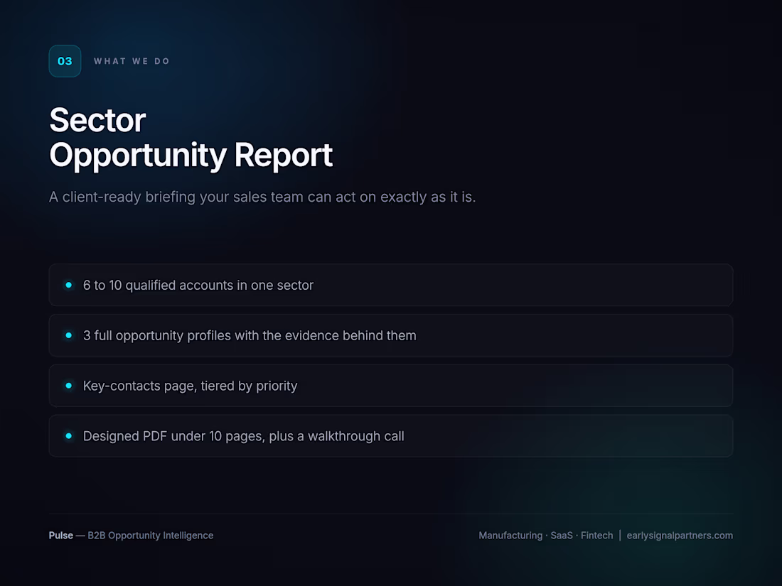 Cover image for Sector Opportunity Report
A client-ready briefing