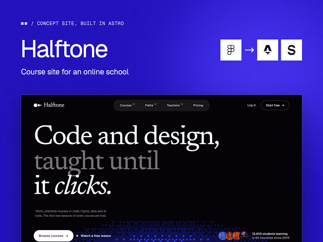Cover image for Astro Website for Online Course Platform - Halftone