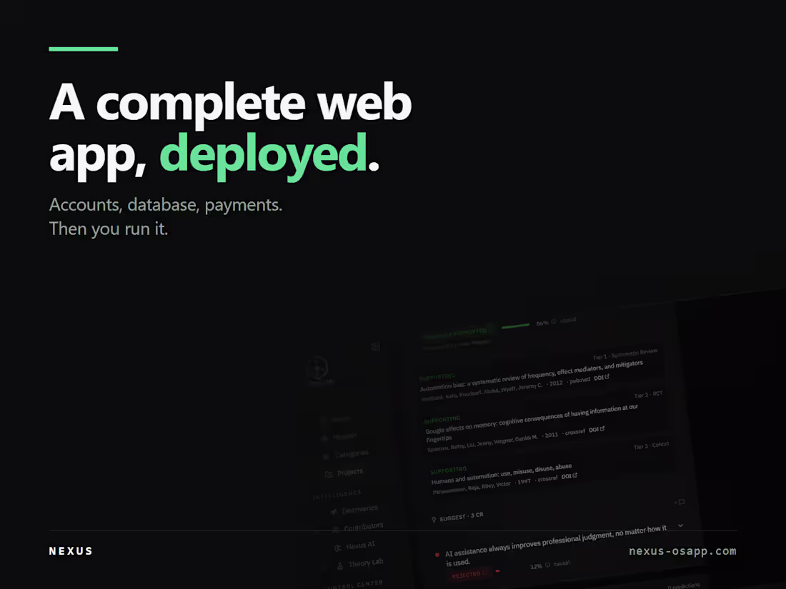Cover image for Complete web app, built and deployed - yours to run
