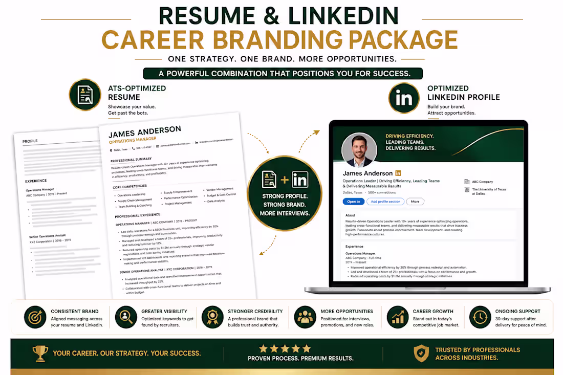 Cover image for Resume & LinkedIn Career Branding Package