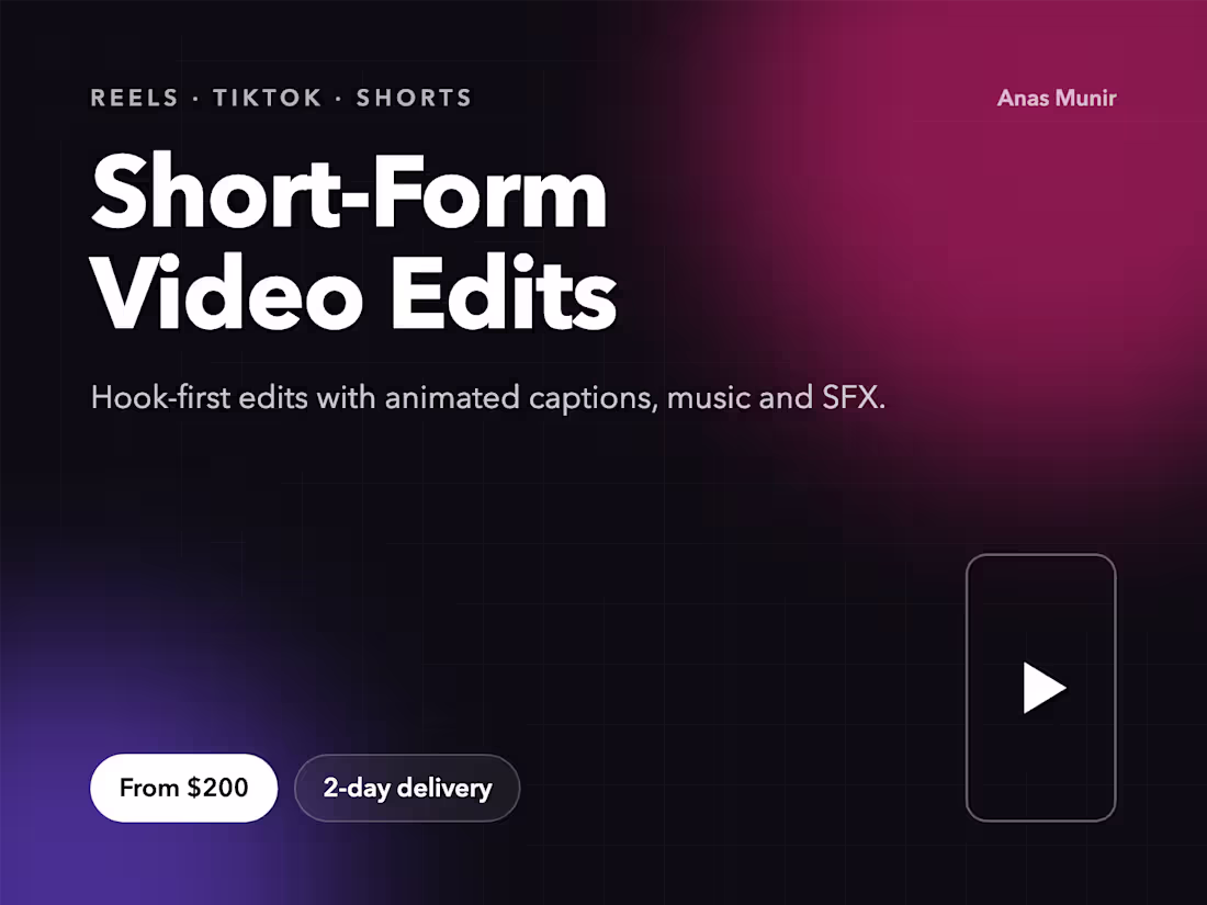 Cover image for Short-Form Video Edit (Reels / TikTok / Shorts)