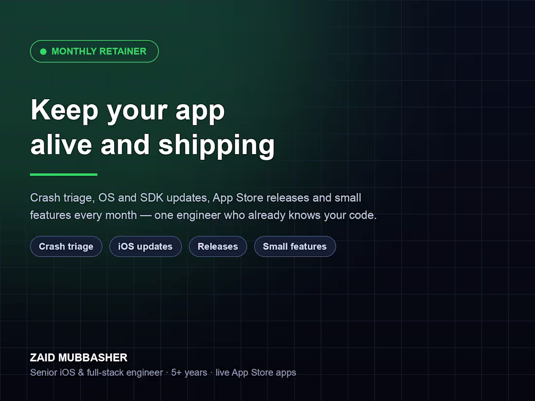 Cover image for Mobile App Maintenance & Support — Monthly Retainer