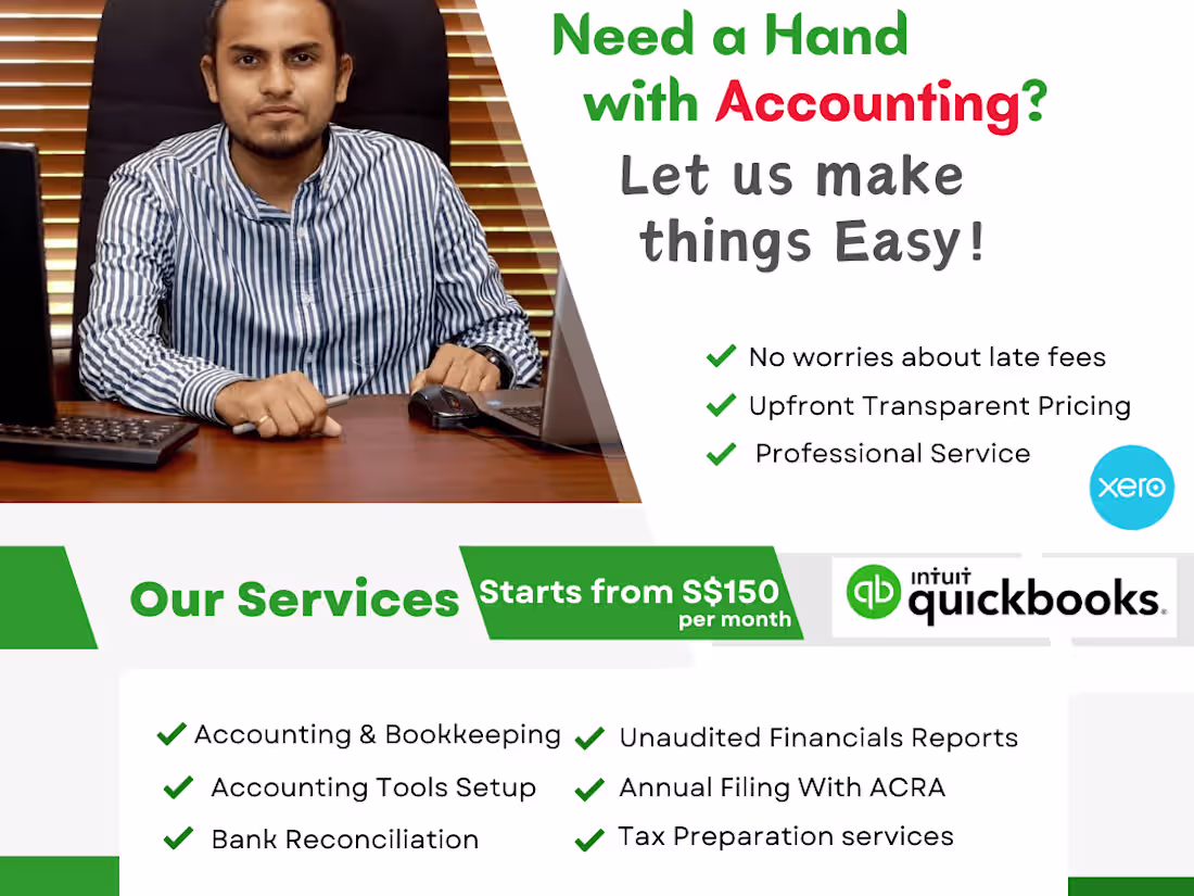 Cover image for I will do accounting and bookkeeping for Singapore pte ltd.