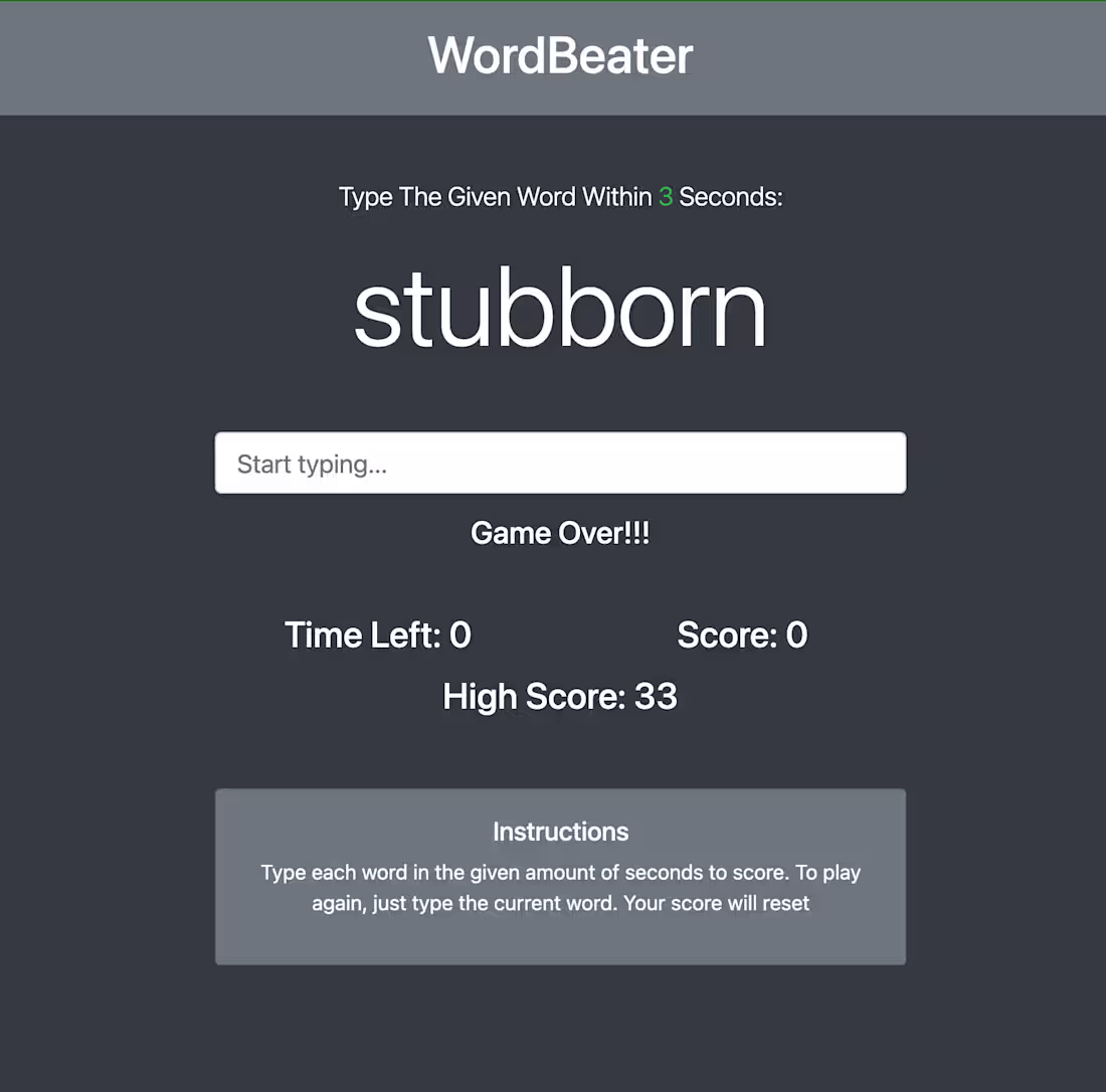 Cover image for A simple typing game that