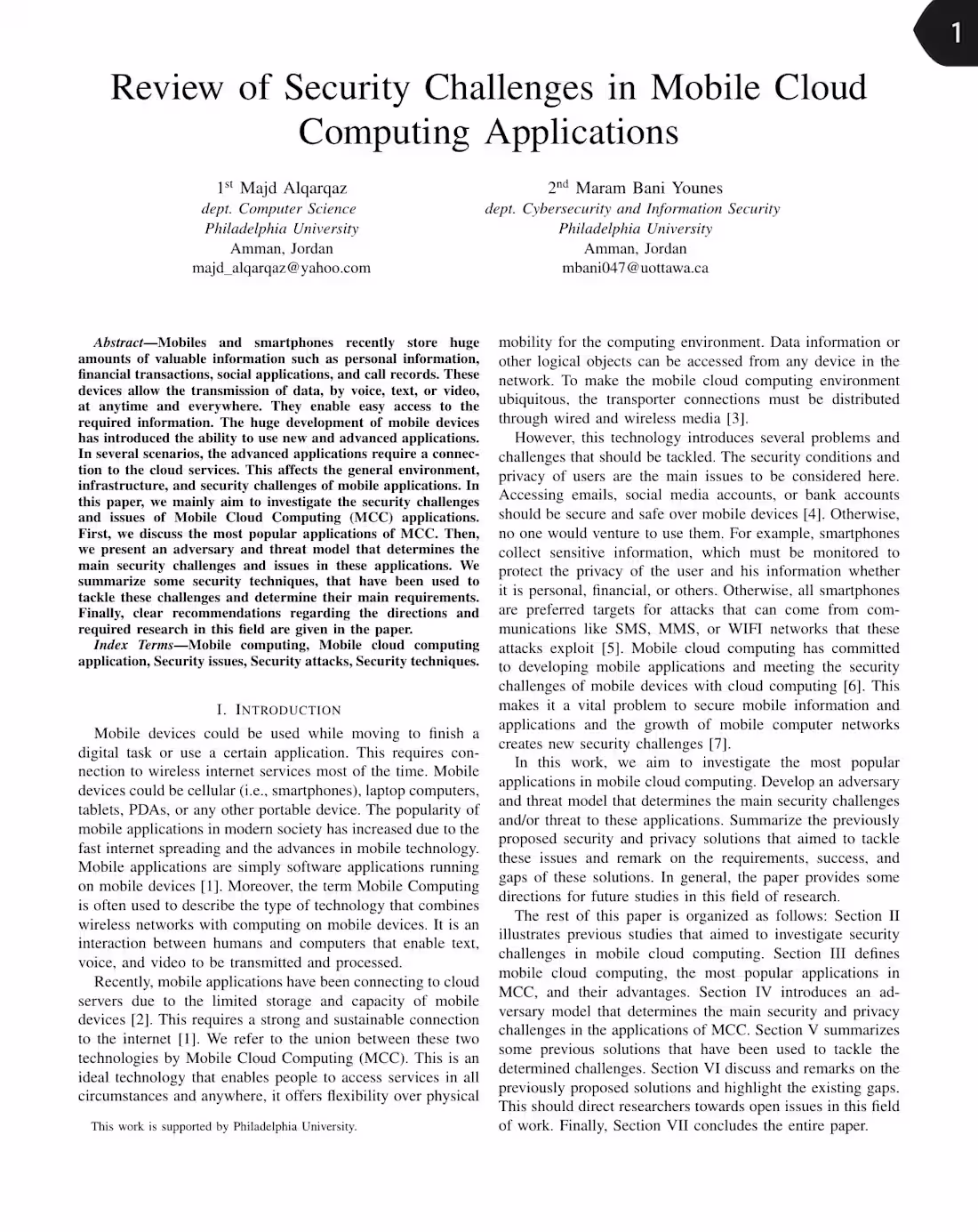 Cover image for Review of Security Challenges in Mobile Cloud Computing