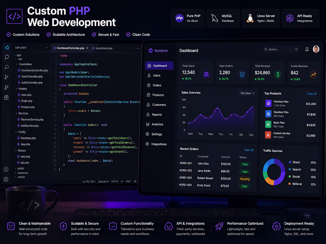 Cover image for Custom PHP Website & Backend Development