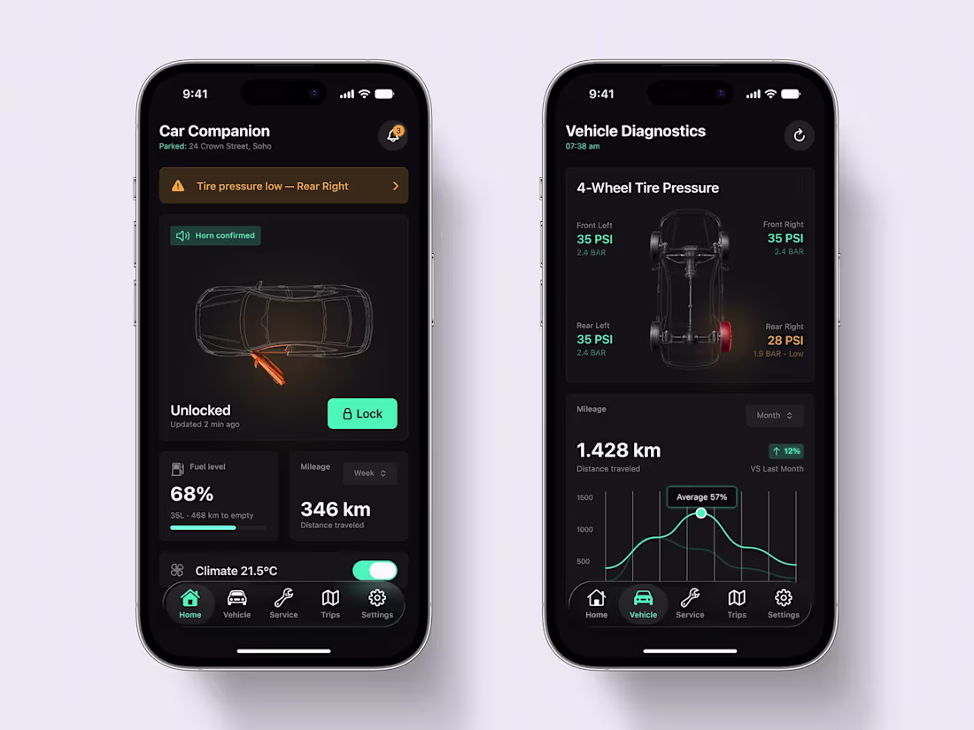 Cover image for Car Companion App — iOS 26/27 Native Interface Concept